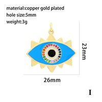 Ins Style Simple Style Devil's Eye Heart Shape Gold Plated Zircon Copper Wholesale Pendants sku image 4