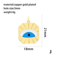 Ins Style Simple Style Devil's Eye Heart Shape Gold Plated Zircon Copper Wholesale Pendants sku image 1
