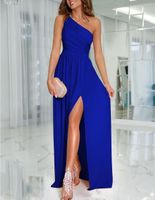 Women's Regular Dress Casual Elegant Off Shoulder Thigh Slit Slit Sleeveless Solid Color Maxi Long Dress Banquet main image 5