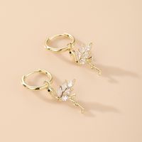 1 Pair Modern Style Flamingo Copper Plating Inlay Zircon Gold Plated Drop Earrings main image 3