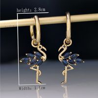 1 Pair Modern Style Flamingo Copper Plating Inlay Zircon Gold Plated Drop Earrings main image 2