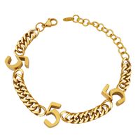 Hip-hop Rock Number Titanium Steel Plating 18k Gold Plated Bracelets main image 2