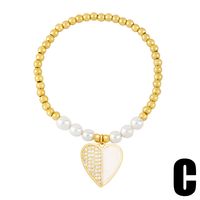 Modern Style Heart Shape Zircon Baroque Pearls Copper Wholesale Bracelets sku image 2