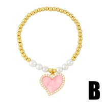 Modern Style Heart Shape Zircon Baroque Pearls Copper Wholesale Bracelets main image 3