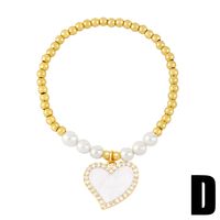 Modern Style Heart Shape Zircon Baroque Pearls Copper Wholesale Bracelets sku image 3