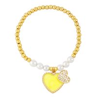 Sweet Heart Shape Zircon Baroque Pearls Copper Wholesale Bracelets main image 5