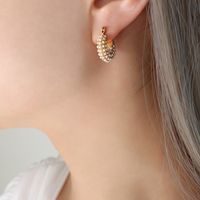 1 Pair Elegant Baroque Style U Shape Titanium Steel Plating Inlay Artificial Pearls 18k Gold Plated Earrings main image 4