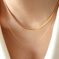Hip-hop Cool Style Solid Color Titanium Steel Plating 18k Gold Plated Layered Necklaces main image 1