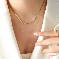 Hip-hop Cool Style Solid Color Titanium Steel Plating 18k Gold Plated Layered Necklaces main image 6
