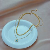 Casual Punk Eye Titanium Steel Enamel Plating 18k Gold Plated Layered Necklaces main image 4