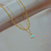 Casual Punk Eye Titanium Steel Enamel Plating 18k Gold Plated Layered Necklaces main image 5