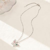 Luxurious Sexy Butterfly Stainless Steel Plating Inlay Zircon Silver Plated Pendant Necklace main image 5
