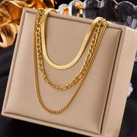 304 Stainless Steel 18K Gold Plated Casual Hip-Hop Plating Solid Color Layered Necklaces main image 1