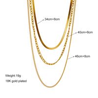 304 Stainless Steel 18K Gold Plated Casual Hip-Hop Plating Solid Color Layered Necklaces main image 3