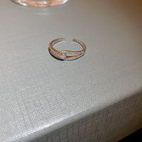 Real Gold Electroplating Korean Zircon Geometric Open Ring Wholesale sku image 3