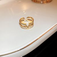 Real Gold Electroplating Korean Zircon Geometric Open Ring Wholesale sku image 34