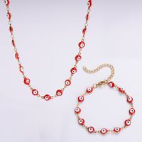 304 Stainless Steel 18K Gold Plated Classical Roman Style Epoxy Plating Devil'S Eye No Inlaid Bracelets Necklace main image 3