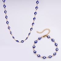 304 Stainless Steel 18K Gold Plated Classical Roman Style Epoxy Plating Devil'S Eye No Inlaid Bracelets Necklace main image 5