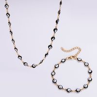 304 Stainless Steel 18K Gold Plated Classical Roman Style Epoxy Plating Devil'S Eye No Inlaid Bracelets Necklace sku image 18