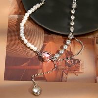 Wholesale Jewelry Elegant Luxurious Romantic Heart Shape Artificial Pearl Alloy Zircon Gold Plated Silver Plated Layered Necklaces Pendant Necklace main image 6