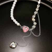 Wholesale Jewelry Elegant Luxurious Romantic Heart Shape Artificial Pearl Alloy Zircon Gold Plated Silver Plated Layered Necklaces Pendant Necklace main image 3