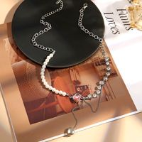 Wholesale Jewelry Elegant Luxurious Romantic Heart Shape Artificial Pearl Alloy Zircon Gold Plated Silver Plated Layered Necklaces Pendant Necklace main image 4