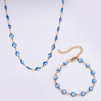 304 Stainless Steel 18K Gold Plated Classical Roman Style Epoxy Plating Devil'S Eye No Inlaid Bracelets Necklace sku image 15