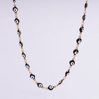 304 Stainless Steel 18K Gold Plated Classical Roman Style Epoxy Plating Devil'S Eye No Inlaid Bracelets Necklace sku image 10