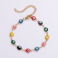 304 Stainless Steel 18K Gold Plated Classical Roman Style Epoxy Plating Devil'S Eye No Inlaid Bracelets Necklace sku image 3