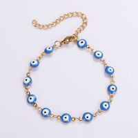 304 Stainless Steel 18K Gold Plated Classical Roman Style Epoxy Plating Devil'S Eye No Inlaid Bracelets Necklace sku image 1