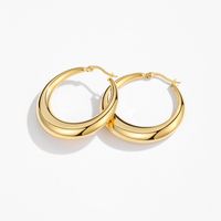 1 Pair Simple Style Round Plating Stainless Steel Titanium Steel 18k Gold Plated Hoop Earrings main image 2
