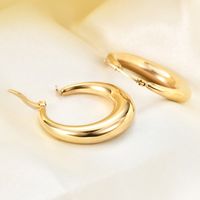 1 Pair Simple Style Round Plating Stainless Steel Titanium Steel 18k Gold Plated Hoop Earrings main image 3