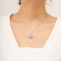 Großhandel Schmuck Elegant Luxuriös Romantisch Herzform Künstliche Perle Legierung Zirkon Vergoldet Versilbert Geschichtete Halskette Halskette Mit Anhänger sku image 1