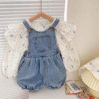 Cute Flower Cotton Spandex Polyester Girls Clothing Sets main image 5