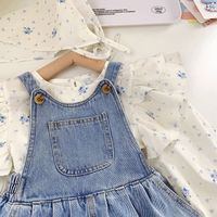 Cute Flower Cotton Spandex Polyester Girls Clothing Sets main image 2