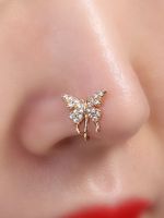 Style Simple Papillon Le Cuivre Incruster Zircon Plaqué Or Piercing Au Nez main image 1