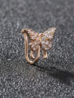 Simple Style Butterfly Copper Inlay Zircon Gold Plated Nose Ring main image 2