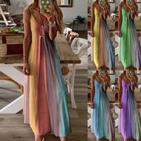 Women's A-line Skirt Ethnic Style V Neck Printing Sleeveless Color Block Maxi Long Dress Daily main image 1