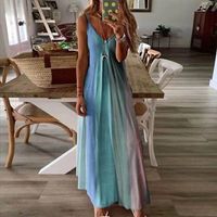 Women's A-line Skirt Ethnic Style V Neck Printing Sleeveless Color Block Maxi Long Dress Daily main image 4