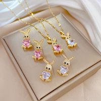 Titanium Steel Copper Cute Plating Inlay Animal Artificial Gemstones Earrings Necklace main image 1