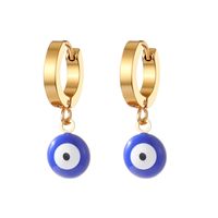 1 Pair Sweet Simple Style Eye Enamel Stainless Steel Dangling Earrings main image 2