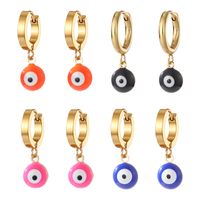 1 Pair Sweet Simple Style Eye Enamel Stainless Steel Dangling Earrings main image 6