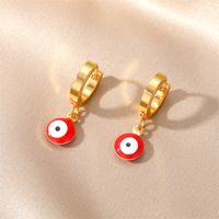 1 Pair Sweet Simple Style Eye Enamel Stainless Steel Dangling Earrings sku image 4