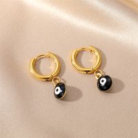 1 Pair Sweet Simple Style Eye Enamel Stainless Steel Dangling Earrings sku image 6
