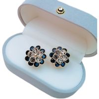 Classic Style Flower Alloy Inlay Artificial Gemstones Women's Ear Studs main image 2