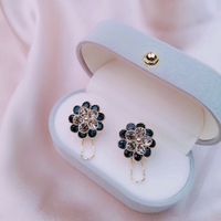 Classic Style Flower Alloy Inlay Artificial Gemstones Women's Ear Studs main image 1
