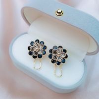 Classic Style Flower Alloy Inlay Artificial Gemstones Women's Ear Studs main image 3