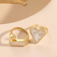 Elegant Luxurious Classic Style Heart Shape Copper Plating Inlay Shell Zircon 14k Gold Plated Open Ring main image 7
