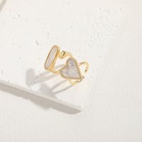 Elegant Luxuriös Klassischer Stil Herzform Kupfer Überzug Inlay Hülse Zirkon 14 Karat Vergoldet Offener Ring main image 4