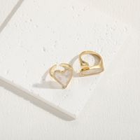Elegant Luxurious Classic Style Heart Shape Copper Plating Inlay Shell Zircon 14k Gold Plated Open Ring main image 5